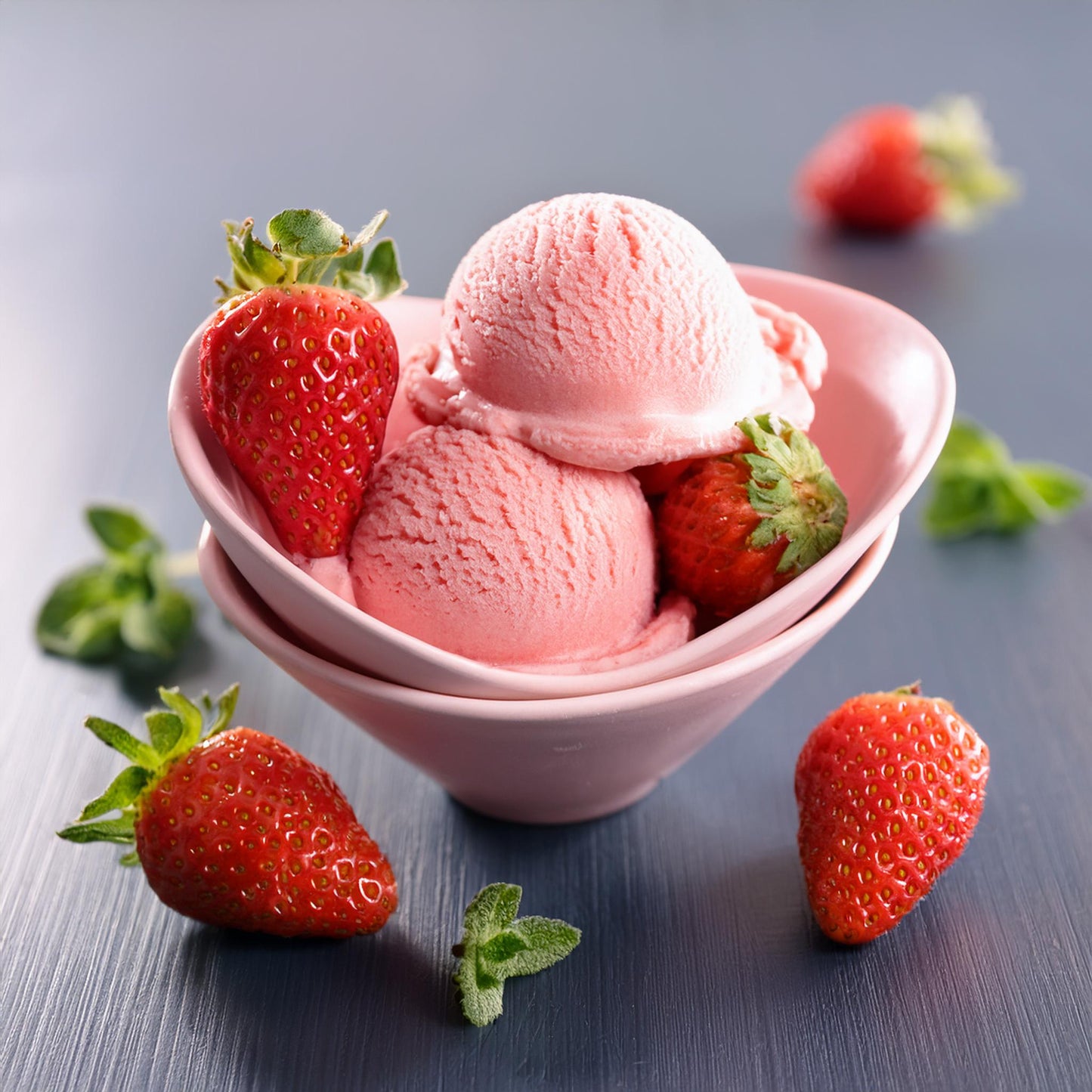 Fresh strawberry ice cream scoops used to inspire Galaxy Flavours Strawberry Ice Cream Food Flavouring Concentrate – Professional Grade, Water-Soluble