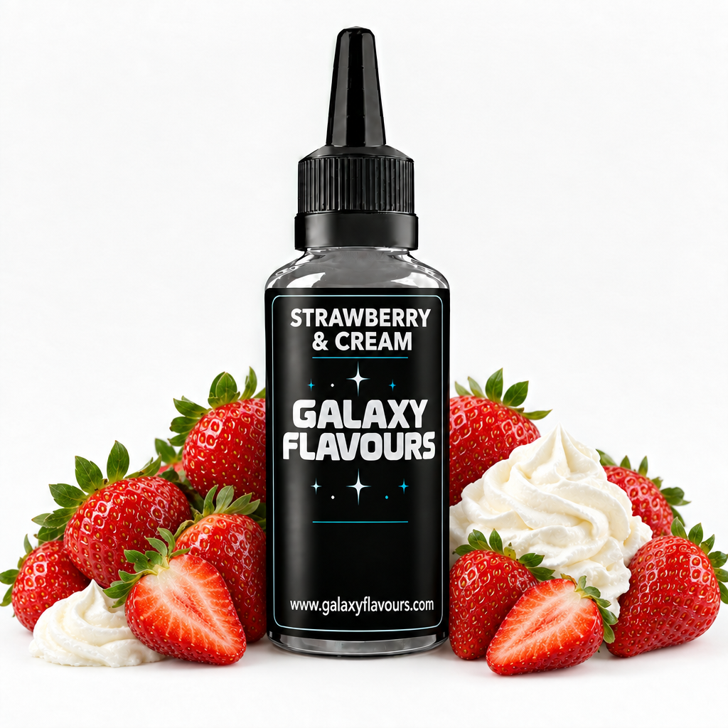 Galaxy Flavours Strawberry and Cream Food Flavouring Concentrate – Professional High Strength.