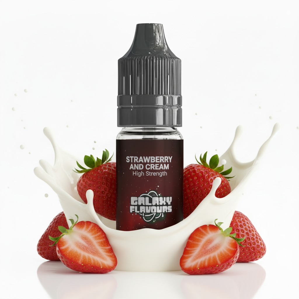 Galaxy Flavours Strawberries and Cream Food Flavouring Concentrate 10ml – Professional High Strength, Vegan, Gluten-Free