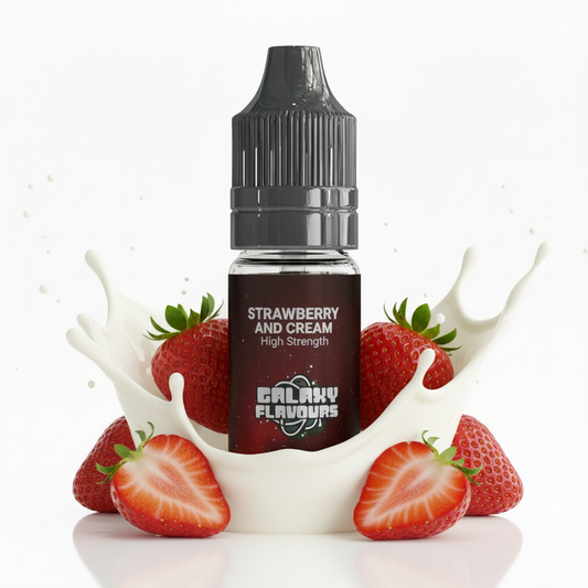 Galaxy Flavours Strawberries and Cream Food Flavouring Concentrate 10ml – Professional High Strength, Vegan, Gluten-Free