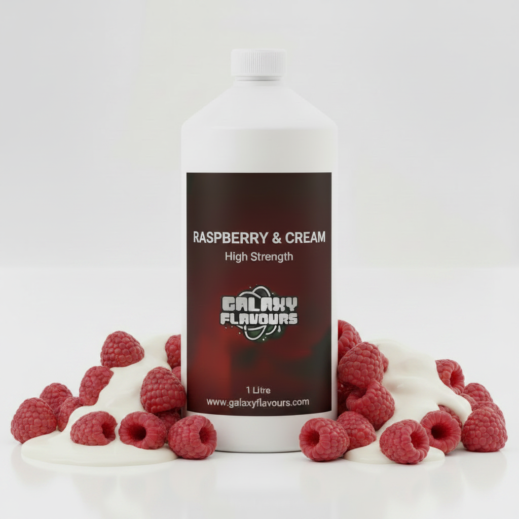Galaxy Flavours Raspberry and Cream Food Flavouring Concentrate – Professional High Strength, Vegan, Gluten-Free
