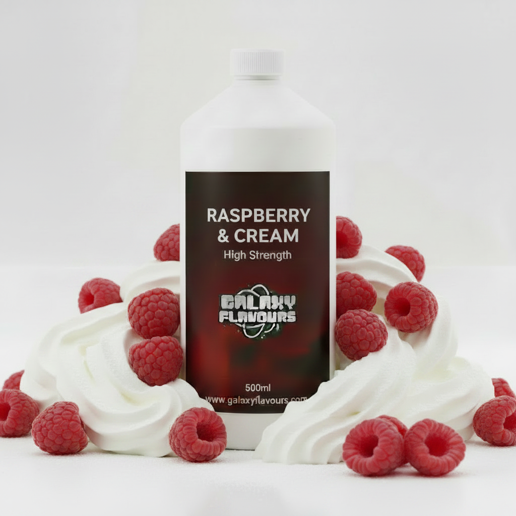 Galaxy Flavours Raspberry and Cream Food Flavouring Concentrate – Professional High Strength, Vegan, Gluten-Free